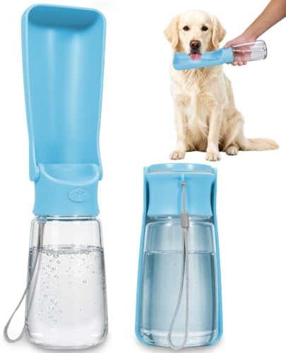 Foldable Dog Water Bottle, 19 oz Leak Proof Portable Dispenser (Blue) by COMTENS