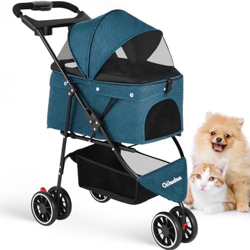 Pet Stroller,Dog Stroller for Small Medium Dogs Cats,3 Wheels,Green by Chihuahua