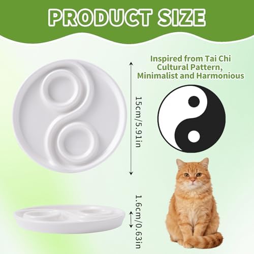 Ceramic Cat Slow Feeder,Shallow and Wide Opening Dish for Whisker Friendly - Image 2