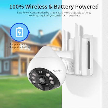 VSTARCAM 4G Cellular Security Cameras Wireless Outdoor, 3MP Battery Powered Cameras for Home Surveillance, Motion Detection, Color Night Vision, Pan/Tilt, 2-Way Talk, Cloud &SD Storage - Image 3