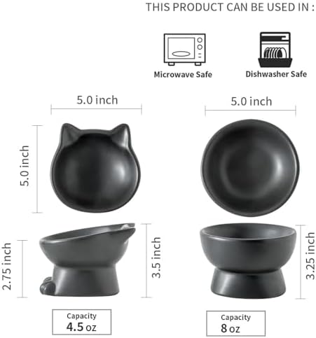 Nihow Elevated Cat Bowls,5 Inch Ceramic Raised Cat Food and Water Bowl Set - Image 2