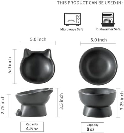 Nihow Elevated Cat Bowls,5 Inch Ceramic Raised Cat Food and Water Bowl Set - Image 2