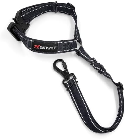 Tuff Pupper Dog Seat Belt for Car Headrest | Adjustable Length Dog Car Harness Restraint | Heavy-Duty Aviation Aluminum Carabiner & Tactical Buckle | Universal Fit for Small, Medium & Large Dogs by TuffPupper