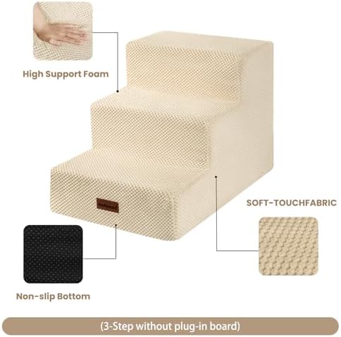 Aodisman Dog Stairs for Small Dogs,Wider 3-Step Pet Steps for Couch & Bed - Image 5