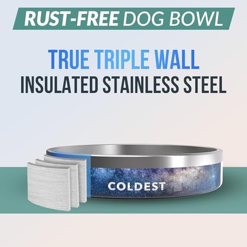 Coldest Dog Bowl - Anti Rust Metal, Non Slip, 3 Layers Insulated Stainless Steel Dog Bowls - Spill Proof & Heavy Duty - Water Bowl for Dogs, Cats & Pets, Dish Washer Safe (21 oz, Into The Beyond) - Image 3