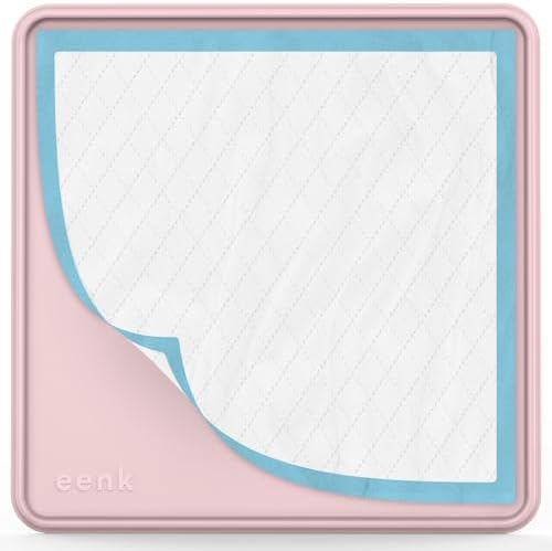 Pee Pad Tray Holder for Dogs - Fits Up to 22 x 22 in. Square Potty Training Pads No Spill Raised Lip High Edge Silicone Mat, Extra Thick and Non-Slip for Indoor Floor Protection (Small, Pink) | eenk by eenk