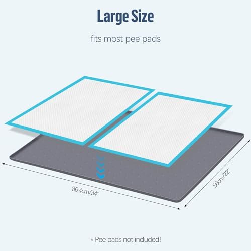 Pee Pad Holder for Dogs 34''x22'' Silicone Puppy Pee Pad Tray, Dark Gray - Image 2