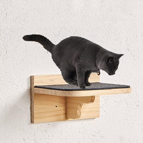 SHENGOCASE 9.8" x 7.1" Solid Wood Wall Mounted Large Cat Step, Cat Wall Furniture, Shelves Stairs Perch - Image 3