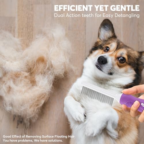 Detangling Pet Comb for Dogs & Cats with Long & Short Stainless Steel Metal Teeth for Removes Tangles and Knots - Detangler Grooming Tool for Dematting Matted Fur. - Image 7