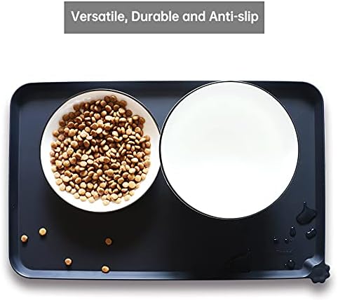 Hoki Found Silicone Pet Food Mats Tray - Non Slip Pet Bowl Mats Placemat - Dog Cat Feeding Mat - Waterproof Dog Food Mats -Pet Water Mats for Floors -Black - Image 4