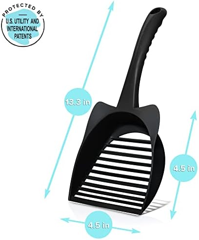 CatGuru Cat Litter Scoop, Jumbo Litter Scoop, Litter Scooper with Deep Shovel & Long Handle, Super Fast Sifter, Durable Kitty Litter Scoop, Cat Stuff, Kitten Supplies (Black) - Image 2