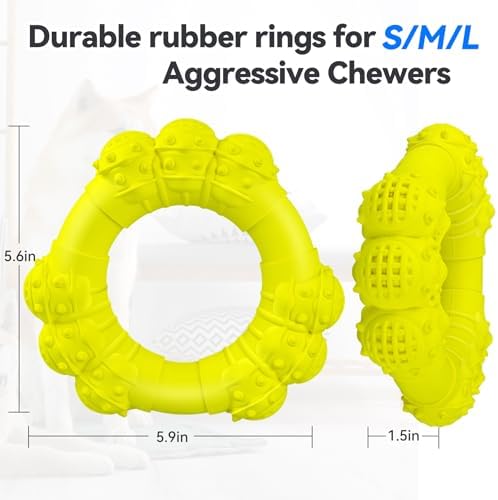 Indestructible Dog Chew Ring Toys for Aggressive Chewers, Super Chewer Dogs Toy for Medium Large Dogs, Puppy Teething Rings for Relax, Interactive Dog Toy, Heavy Duty Teething Toys - Image 2