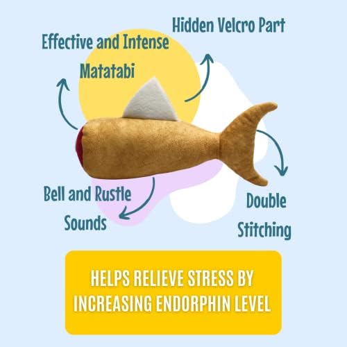 pawdaz Fish Toy for Cats, Matatabi Silvervine Filled and Help Relief Anxiety, Kitten Catnip Essentials Treats Supplies Large Interactive Chew Big Kicker Toys for Indoor Cat (Golden) - Image 4