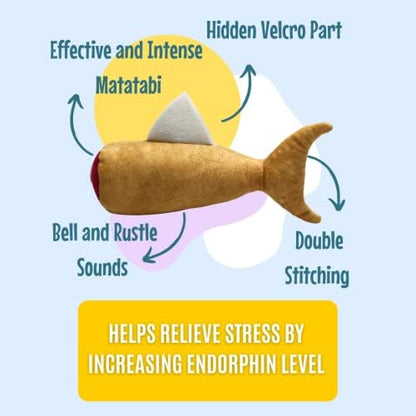 pawdaz Fish Toy for Cats, Matatabi Silvervine Filled and Help Relief Anxiety, Kitten Catnip Essentials Treats Supplies Large Interactive Chew Big Kicker Toys for Indoor Cat (Golden) - Image 4