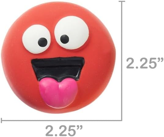 5pk Emoticon Latex Dog Toy, Provides A Comforting Squeak That Dogs Will Enjoy, Made of Natural Latex, It Squeaks When Squeezed!