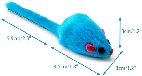 CHIWAVA 60PCS 4.1'' Furry Cat Toy Mice Rattle Small Mouse Interactive Play - Image 5