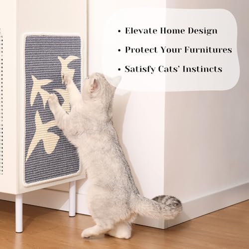 Furrther Sisal Cat Scratcher Post Mat (Use on Wall, Couch and Carpet), Durable and Shedding-Resistant Cat Scratching Surface - 21.7x13 inch with Adhesive Pads and Twist Pins (Meowtisse) - Image 2