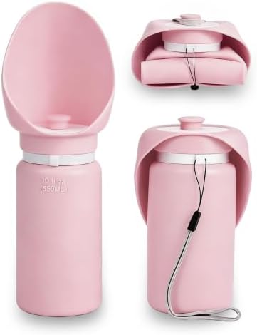 Dog Water Bottle Portable, Large Wide-Mouth Drinking Bowl (Pink) by COMTENS