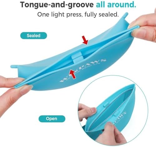 Silicone Dog Treat Pouch with Poop Bag Holder,Waterproof Magnetic Close Sealable Fanny Pack with Adjustable Waist Belt, Pet Puppy Training Essentials, One-Handed Opening with Press & Magnetic (Blue) - Image 2