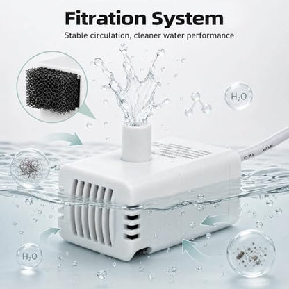 Cat Water Fountain Replacement Pump for 3.2L/108oz Wireless Stainless Steel Cat Fountains,Pet Fountain Pump for Cat and Dog Water Dispenser - Image 4
