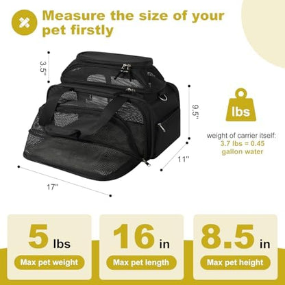 pidipiti 17x11x9.5 Soft-Sided pet Carrier,for Extra-Small Dog or Medium cat - Image 3