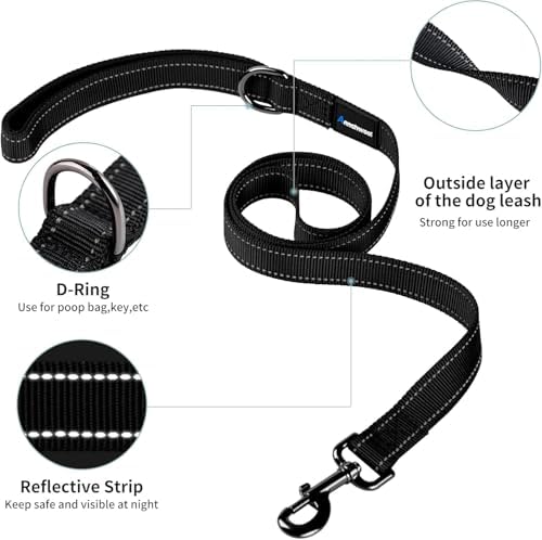 Annchwool No Pull Dog Harness with Padded Handle+5 Ft Leash,Reflective Strip Escape Proof and Quick Fit to Adjust Dog Harness,Easy for Training Walking for Small & Medium and Large Dogs(Black-Set,XL) - Image 5