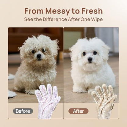 HICC PET Cleaning Glove Wipes PRO for Dogs & Cats, 6PCS Coconut Scent. - Image 7