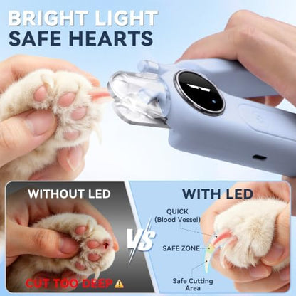2-in-1 Quiet Electric Pet Nail Clipper & Grinder with Light for Dogs Cats (Blue) Dual LED Lights,3-Speed Grinder,Nail Clipping Splash Guard,Type-C Rechargeable,Quiet Design for Anxious Dogs & Cats - Image 3