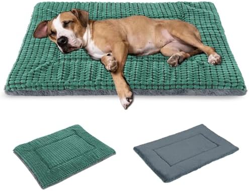 BVAGSS Reversible Dog Crate Pad, Memory Foam Pet Bed Mat, Soft Warm Machine Washable Sleeping Kennel Mattress for Small Medium Large Dogs XH079 (42''x28''x1.6'',Green) by BVAGSS