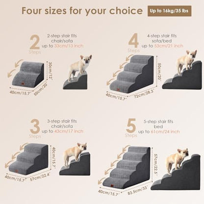 EHEYCIGA Curved Dog Stairs Ramp for High Beds 22.6" H, 5 Step Pet Step - Image 3