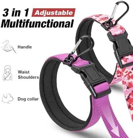 TSPRO 3-in-1 Heavy Duty Tactical Hands Free Dog Leash, Dual Padded Handles - Image 2