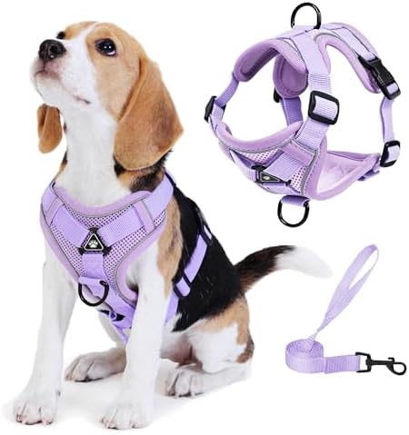 Dog Harness Medium Sized Dog Pet Vest with Leash Set Lilac L by Unknown