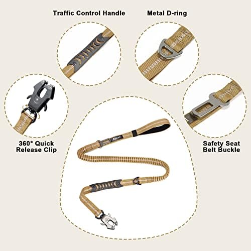 Raipult Tactical Shock Absorbing Bungee Dog Leash Heavy Duty, 4-6ft, Khaki - Image 4