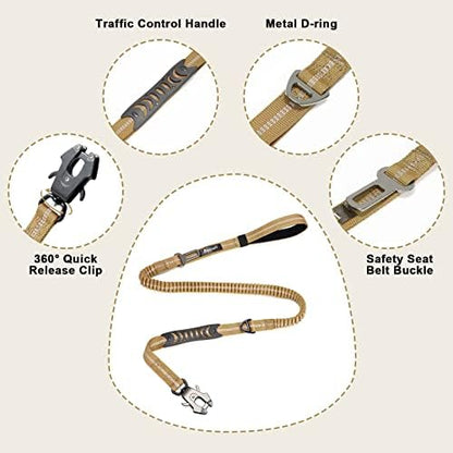 Raipult Tactical Shock Absorbing Bungee Dog Leash Heavy Duty, 4-6ft, Khaki - Image 4