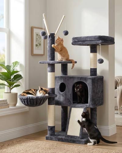 Hey-brother Cat Tree Tower with Removable Toys, Scratching Posts, MPJ008SG by Hey-brother