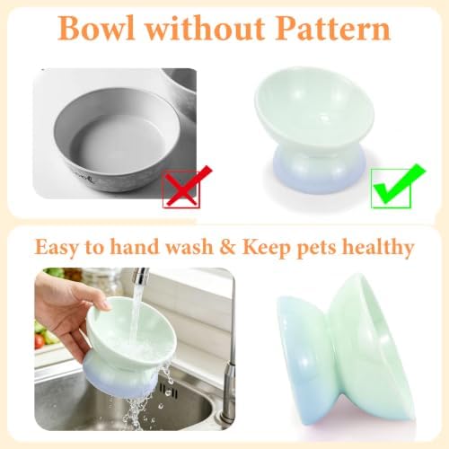 Elevated Cat Food Bowl 5 Oz Ceramic Raised Tilted Water Dishes, 15° Tilt Anti Vomiting, Protect Pets' Spines Bowls for Small Dog, Fat Faced Cat, Kitten - Image 6