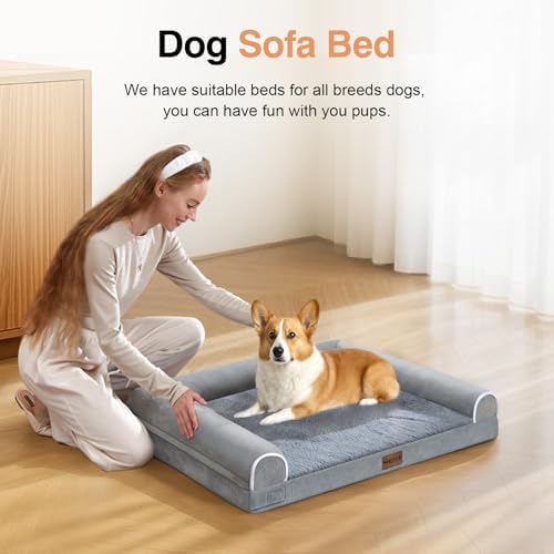 NANUYA Orthopedic Dog Bed for Medium Dogs, 28 x 19 Inch, Light Grey - Image 3
