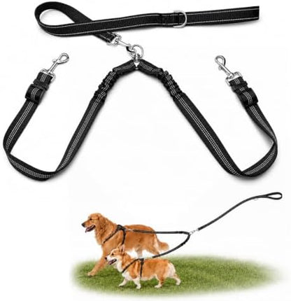 Double Dog Leash Padded Handle 360°Swivel No Tangle Dual Leash for Two Dogs by PUEENOD