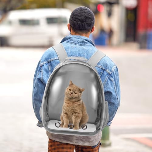 Cat Carrier Backpack, Pet Carrier Backpack Front Pack for Small Medium Cat Puppy Dog Carrier Backpack Bag Space Capsule, Airline-Approved Pet Carrier for Travel Hiking Walking Camping (Grey) - Image 6