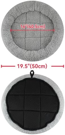 Enjoying Plush Cat Bed Mat Diameter 19.5" Round Pad with Pillow Around for Cats Dogs Relying/Curling Sleep Warm Dog Cushion for Crates, Antiskid Bottom, Large, Gray - Image 2