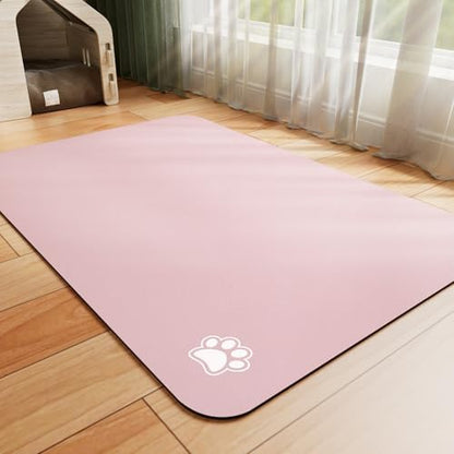 HotLive Dog Food Mat - Absorbent Cat Mat for Food and Water, No Stains Pet Feeding Bowl Mat, Easy to Clean Pet Placemats, Quick Dry Dog Water Dispenser Mat for Messy Drinkers | Paw Pink 12"x 19" by HotLive