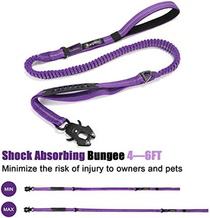 Raipult Tactical Shock Absorbing Bungee Dog Leash Heavy Duty, 4-6ft, Purple - Image 4