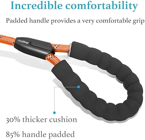 iYoShop Double Dog Leash, 360° Swivel, No Tangle, Large, 25-150 lbs, Orange - Image 4