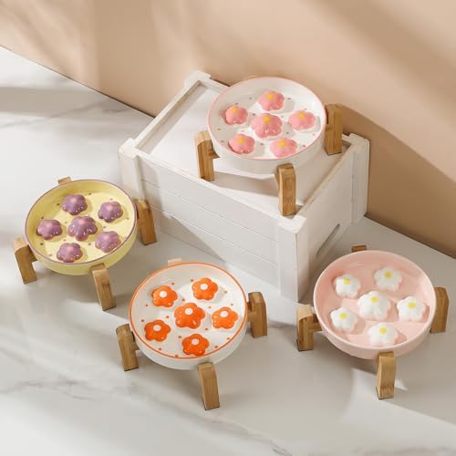 Elevated Ceramic Slow Feeder Cat Bowl with Anti-Slip Bamboo Stand - Image 6