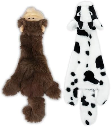 Best Pet Supplies 2-in-1 Stuffless Squeaky Dog Toy - Cow, Monkey, Medium by BestPetSuppliesLLC