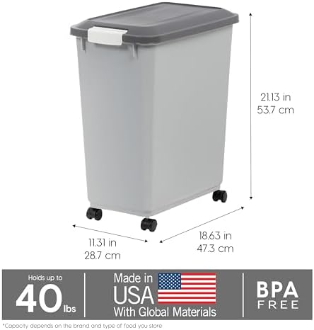 IRIS USA Dog Food Storage Container, Up to 40 lbs, Gray/Dark Gray - Image 3