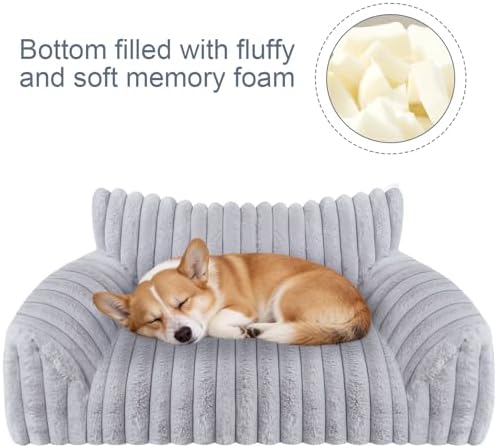Cute Dog Couch for Medium Large Dogs,Dog Cat Couch Sofa,Dog Bed,L,Grey - Image 3