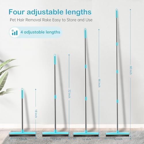 SOCCSO Carpet Rake Pet Hair Remover, 60" Long Rubber Broom, 3 Pack - Image 6