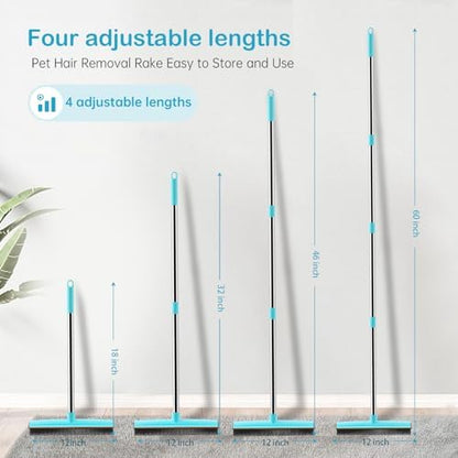 SOCCSO Carpet Rake Pet Hair Remover, 60" Long Rubber Broom, 3 Pack - Image 6