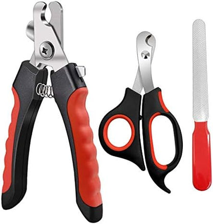 Pet Nail Clippers and Trimmers Set Safety Guard to Avoid Over Cutting Razor Sharp Blades Grooming Tool for All Small Large Dog Cat Red by LDJZON